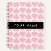 ピンクのハート，ロマンチック，あなたの名前，パーソナライズ ノートブック (正面)