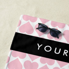 ピンクのハート，ロマンチック，あなたの名前，パーソナライズ ビーチタオル