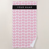 ピンクのハート,ロマンチック,あなたの名前,パーソナライズ ビーチタオル (正面)