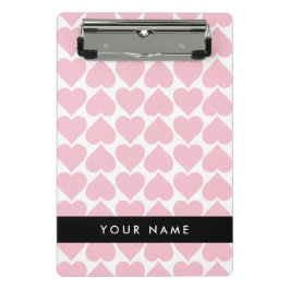 ピンクのハート，ロマンチック，あなたの名前，パーソナライズ ミニクリップボード