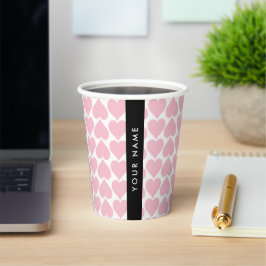 ピンクのハート，ロマンチック，あなたの名前，パーソナライズ 紙コップ
