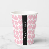 ピンクのハート，ロマンチック，あなたの名前，パーソナライズ 紙コップ (正面)