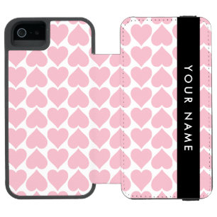ピンクのハート，ロマンチック，あなたの名前，パーソナライズ iPhone SE/5/5sウォレットケース