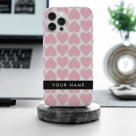 ピンクのハート、ロマンチック、名前入り iPhone 15 PRO MAXケース