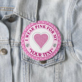 ピンクのハート 乳がんの意識向上のためにピンクを身に着ける 缶バッジ (インサイチュ)