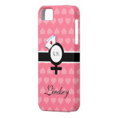 ピンクのハート+女性の印+ナースの帽子か名前 Case-Mate iPhoneケース (裏面左)