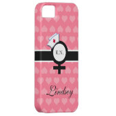 ピンクのハート+女性の印+ナースの帽子か名前 Case-Mate iPhoneケース (裏面/右)
