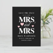 ピンクのハート 将来のMrs. & Mrs. レズビアン Save the Date セーブザデート (スタンド正面)