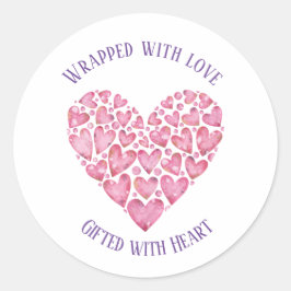 ピンクのハート「愛に恵まれた」 ラウンドシール