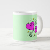 ピンクのハート,愛,ロマンス,バレンタインデー,星 ジャンボコーヒーマグカップ (正面右)