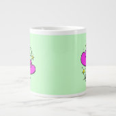 ピンクのハート,愛,ロマンス,バレンタインデー,星 ジャンボコーヒーマグカップ (正面)