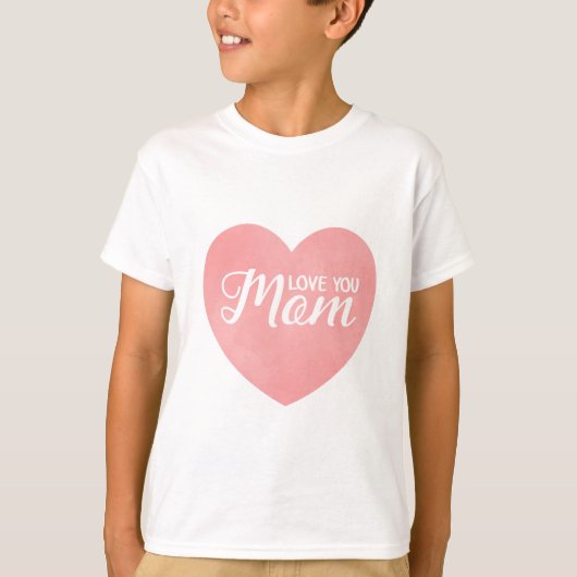 ピンクのハート、母の日のデザイン Tシャツ (正面)