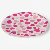 ピンクのハート(白) ペーパープレート (アングル)