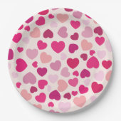 ピンクのハート(白) ペーパープレート (正面)