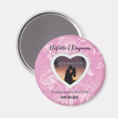 ピンクのハート | 結婚s |日付の保存 マグネット (正面/裏面)