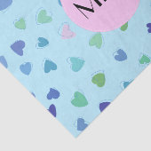 ピンクのハート、青のハート、ハートパターン、モノグラム 薄葉紙 (詳細)