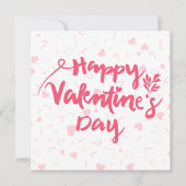 ピンクのハート Happy Valentine's Day シーズンカード (正面)
