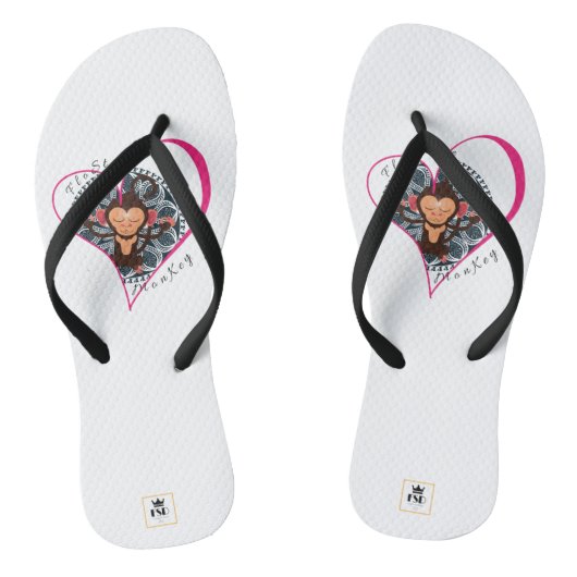 ピンクのハートFloStateめい想のサルビーチサンダル ビーチサンダル (ソール)