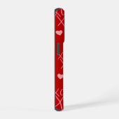 ピンクのハートxoxoカップル名3枚の写真バレンタイン iPhoneケース (右側面)