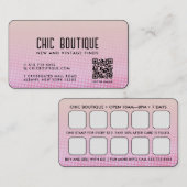 ピンクのハーフトーンQRコード報酬名刺 名刺 (正面/裏面)