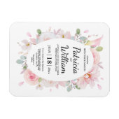 ピンクのハーブの花が日付を保存結婚する マグネット (横)