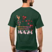 ピンクのハーモニーに咲く花びら フォレストグリーン Tシャツ (裏面)