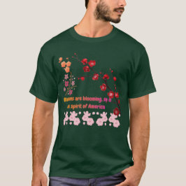 ピンクのハーモニーに咲く花びら フォレストグリーン Tシャツ