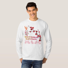 ピンクのハーモニーに咲く花びら 白 Tシャツ