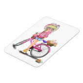 ピンクのバイクと猫を花で飾ったかわいいブロンドの女の子 マグネット (左側)