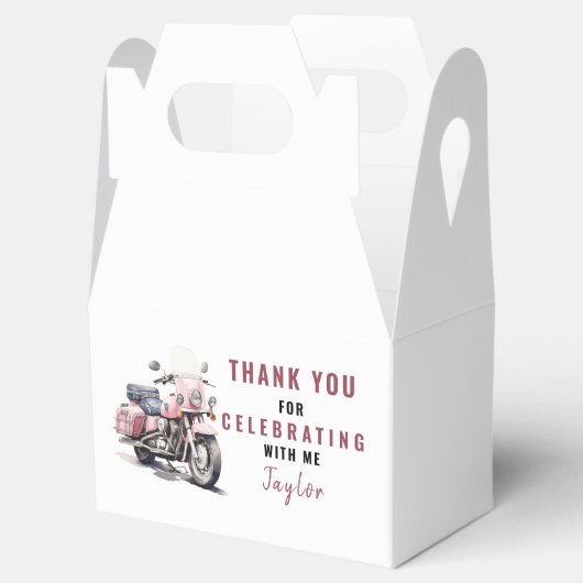 ピンクのバイク誕生日ゲーブルボックス/ビーフボックス フェイバーボックス (オープン)