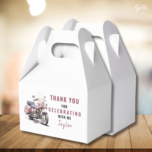 ピンクのバイク誕生日ゲーブルボックス/ビーフボックス フェイバーボックス