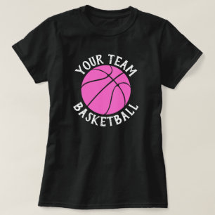 ピンクのバスケカスタムットボールのチームが女子スポーツに選ばれる Tシャツ