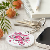 ピンクのバスケット星のアスリートジャージー番号 キーホルダー (正面右)