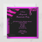 ピンクのバチェロレッテ仮装ブラックハイヒールシューズ 招待状 (裏面)