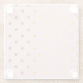 ピンクのバックラウンドの黄金の点 ガラスコースター (裏面)