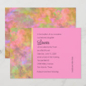 ピンクのバット・ミッツヴァ抽象デザイン 招待状 (正面/裏面)