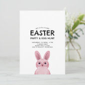 ピンクのバニーが眼鏡をかけているキッズイースターパーティー 招待状 (スタンド正面)