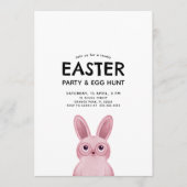 ピンクのバニーが眼鏡をかけているキッズイースターパーティー 招待状 (正面)