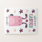 ピンクのバニーと花を持つイースターパズル 子供へ ジグソーパズル (横)