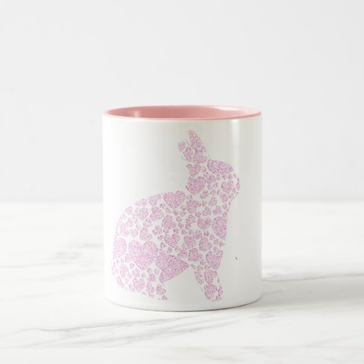 ピンクのバニーのコーヒー・マグ ツートーンマグカップ (中央)
