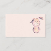 ピンクのバニーの水の色ベビーシャワーおむつラッフル エンクロージャーカード (裏面)