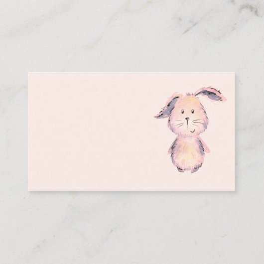 ピンクのバニーの水の色ベビーシャワーおむつラッフル エンクロージャーカード (裏面)