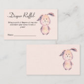 ピンクのバニーの水の色ベビーシャワーおむつラッフル エンクロージャーカード (正面/裏面)