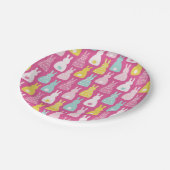 ピンクのバニーラビットかわいい子供のパターン ペーパープレート (アングル)