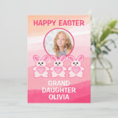 ピンクのバニーラビット孫娘フォトイースター シーズンカード (スタンド正面)