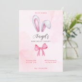 ピンクのバニー誕生日 招待状 (スタンド正面)