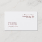 ピンクのバニー 名刺 (裏面)