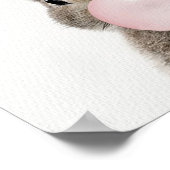 ピンクのバブルガムを吹くウサギのポスター ポスター (角)