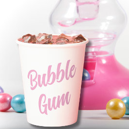 ピンクのバブルガム シンプル タイポグラフィー 誕生日パーティー 紙コップ
