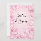 ピンクのバブルガム ドリーム キャンディー スイート 16 セレブレーション   招待状 (裏面)